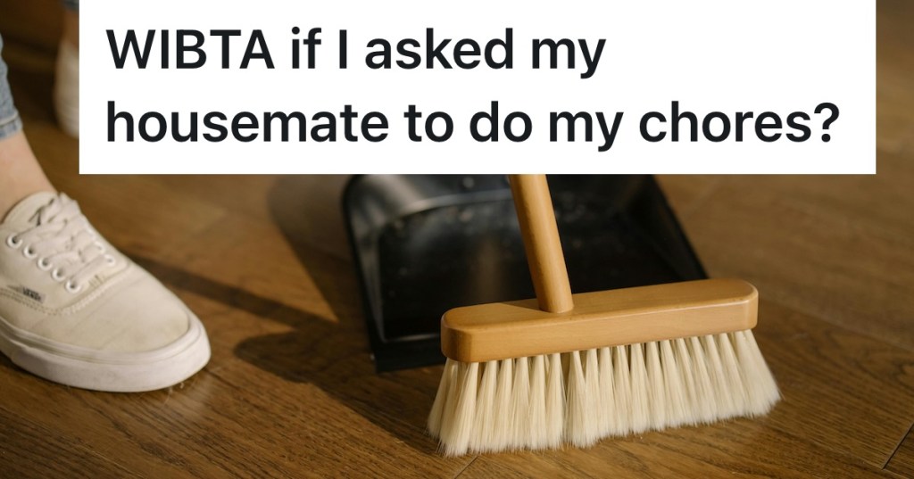 person sweeping/doing chores