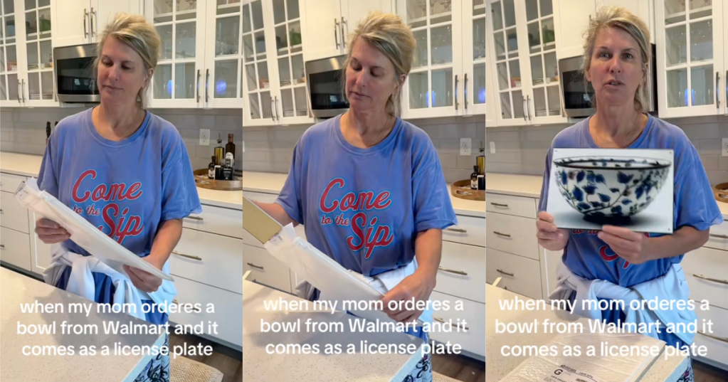 woman with a license plate