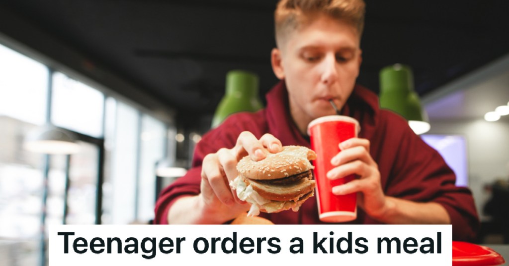 teenager eating fast food