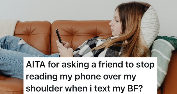 woman laying down texting