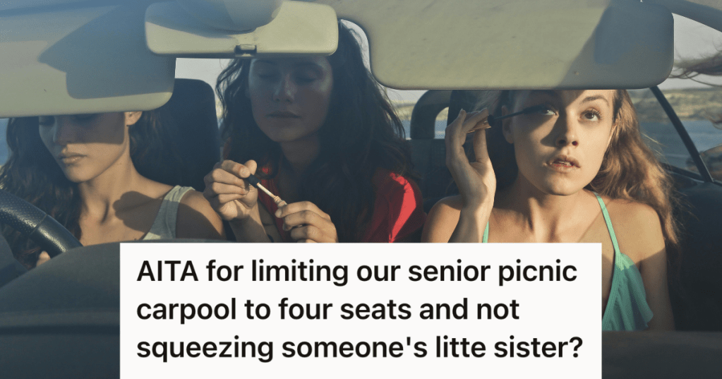 three girls riding in car
