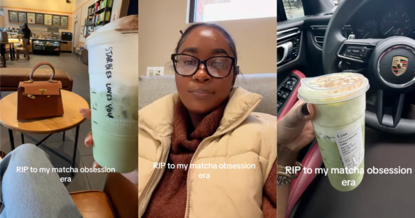 woman talking about matcha