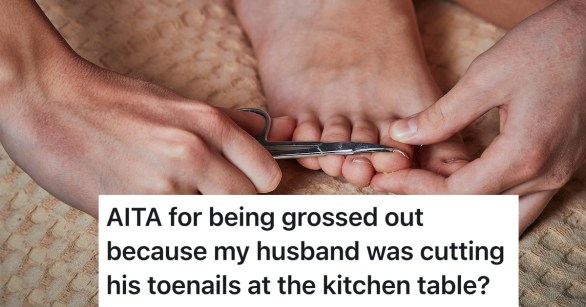 man clipping his toenails