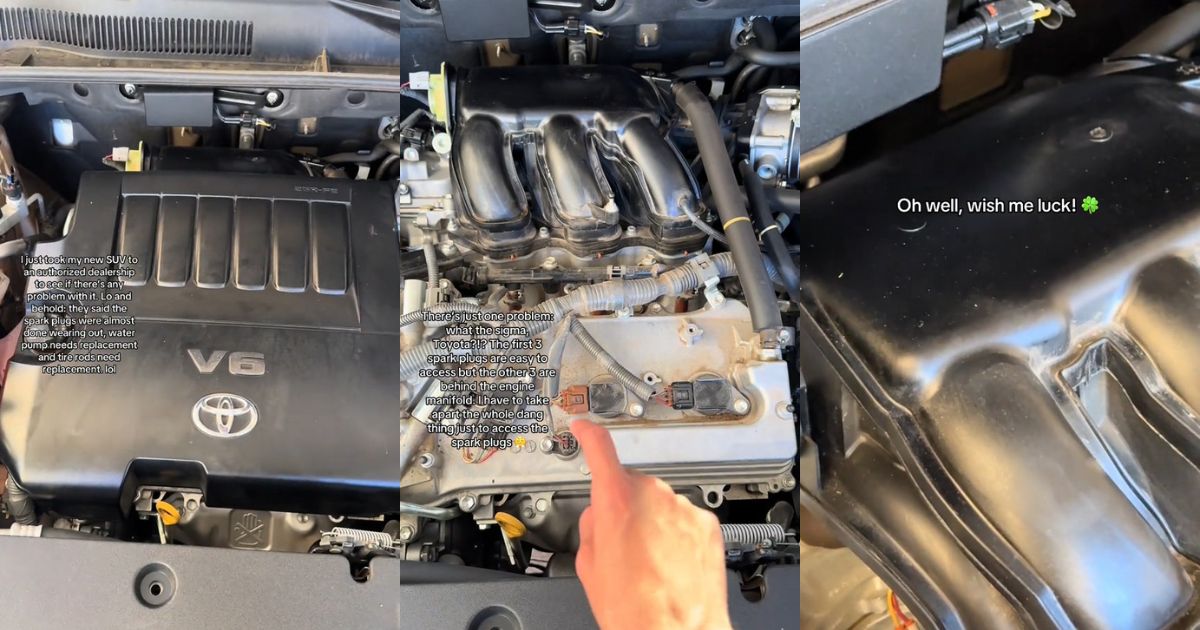 Under the hood of a Toyota vehicle