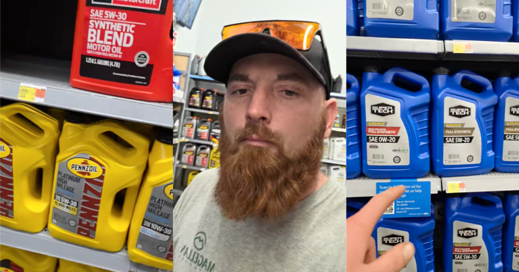 man shopping for motor oil