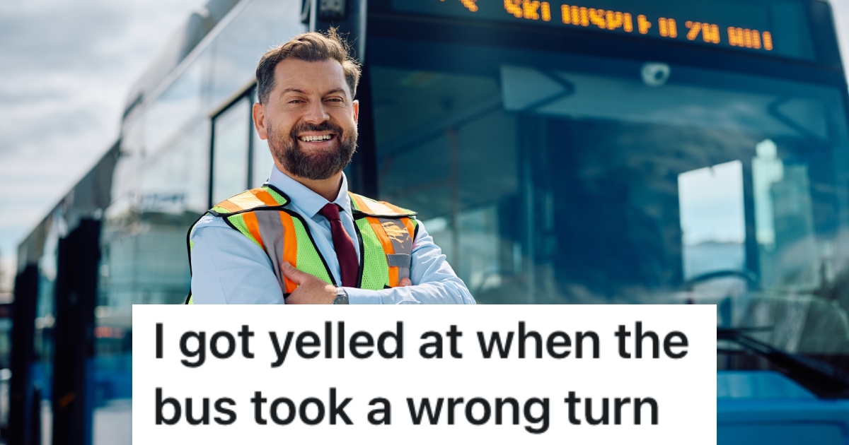 man in front of a bus