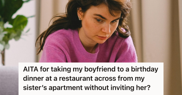 woman in pink looking uncomfortable