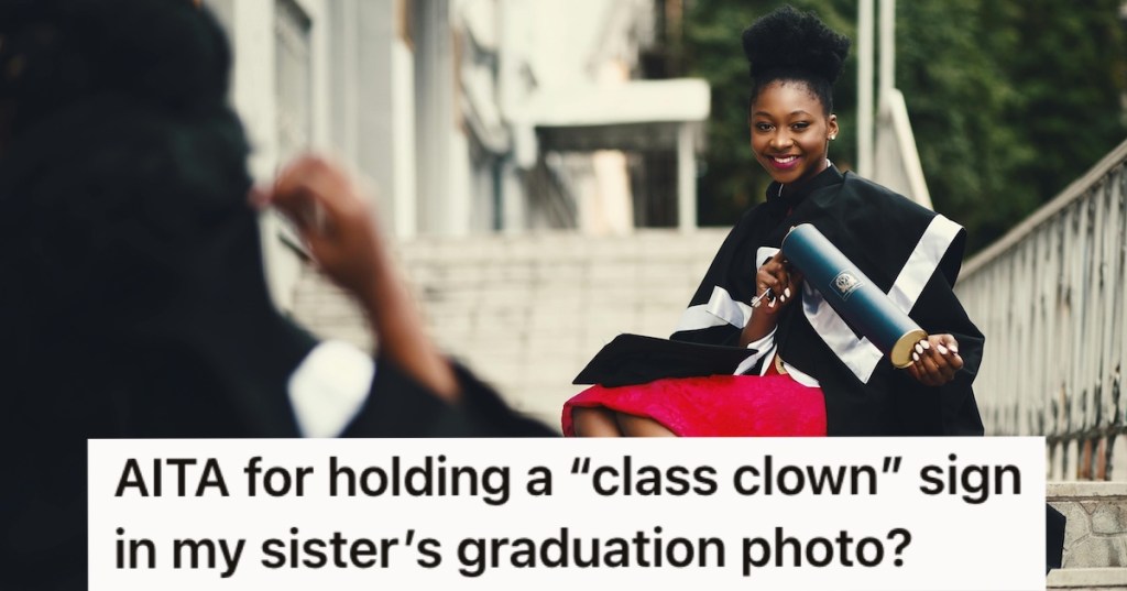 A woman having graduation photos taken