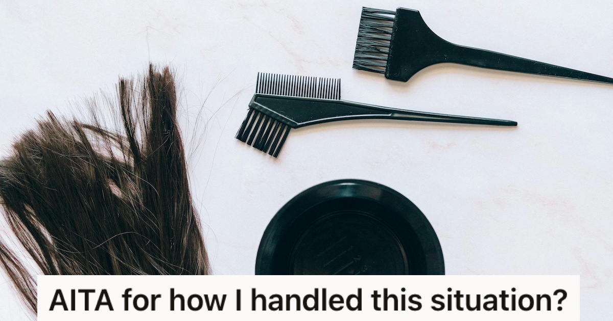 Hair, a dye bowl, and dye brushes