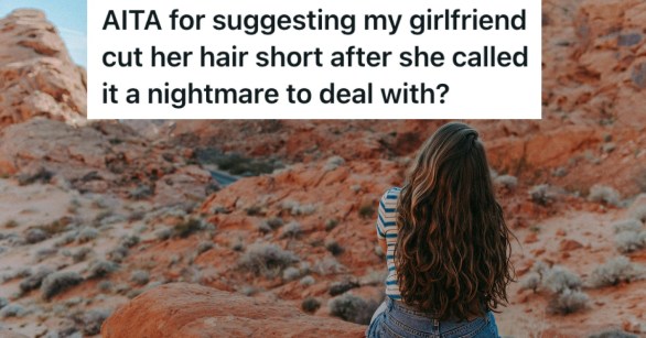 A woman with long hair in the desert