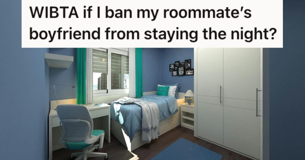 A blue dorm room