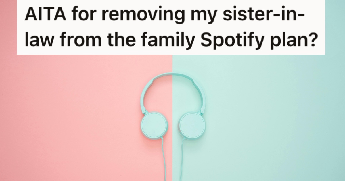 Blue headphones on a pink and blue background.