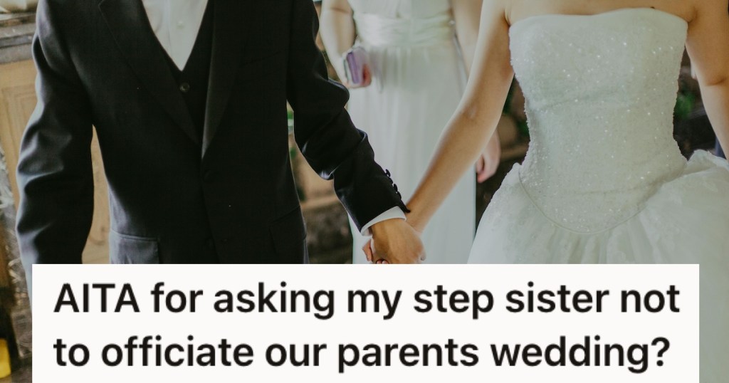 A bride and groom holding hands