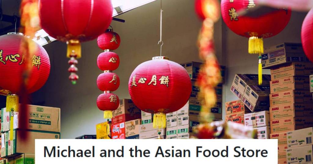 Asian Lanterns hanging from the ceiling decorating a store