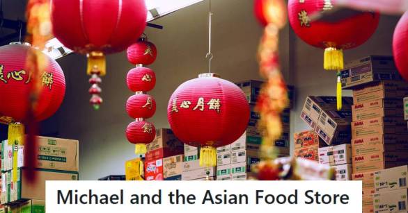 Asian Lanterns hanging from the ceiling decorating a store