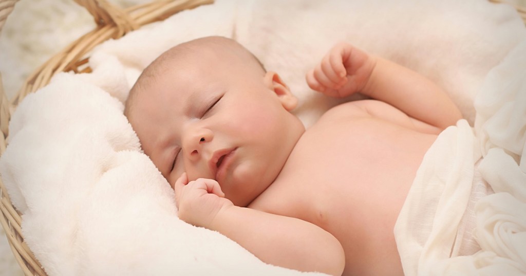 A baby in a basket