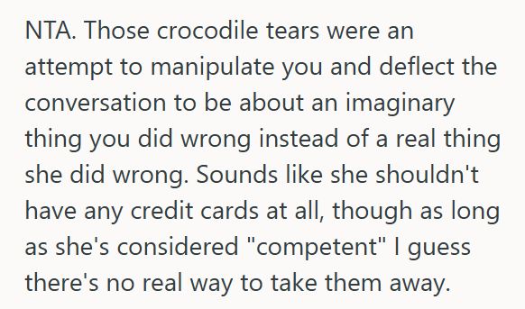 CC Payment 1 Daughter Let Her Mom Live Rent Free For Six Years To Pay Off Debt, But When Mom Backslid On Credit Cards And Cried Over A $300 Payment, She Refused To Acknowledge It