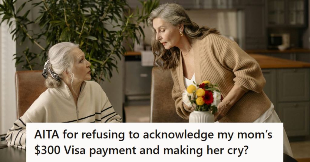 Adult daughter overlooking her mother's notebook to check her budgeting