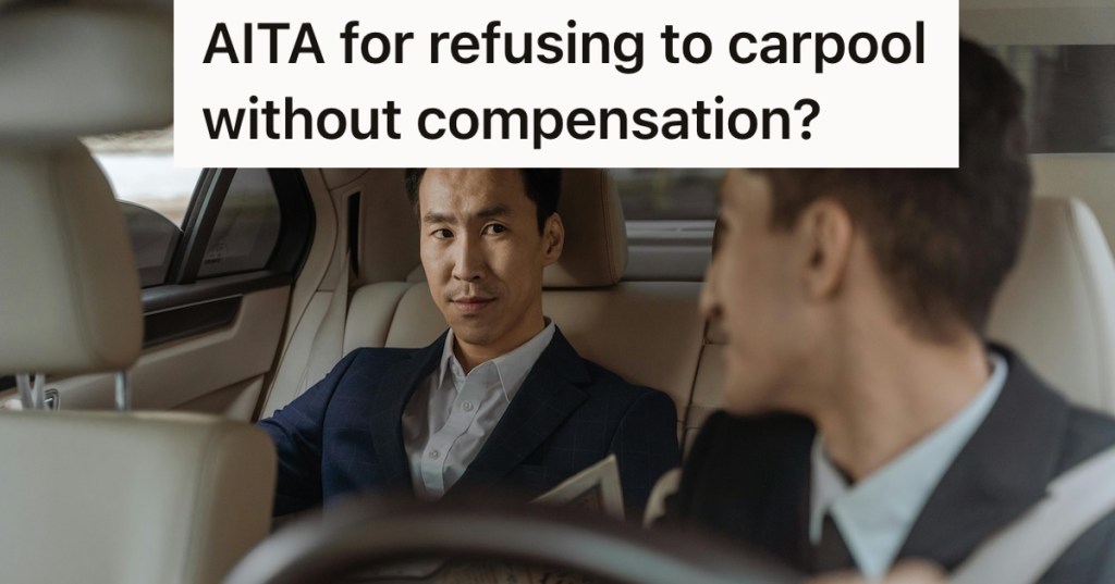 Man driving while another man sits in the back