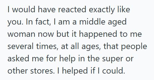 Child 3 Teen Was Grocery Shopping With Her Mom When An Elderly Woman Mistook Her For A Store Employee Because Of Her Jacket, And Her Mom Had To Step In And Clarify She Was Just A Kid
