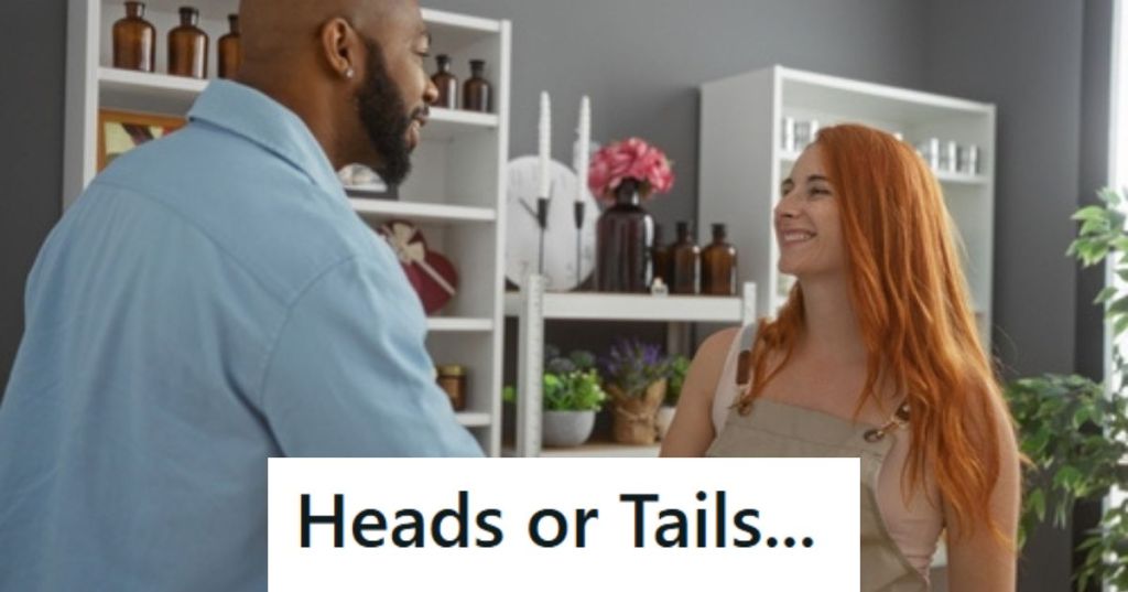 Woman talking to man