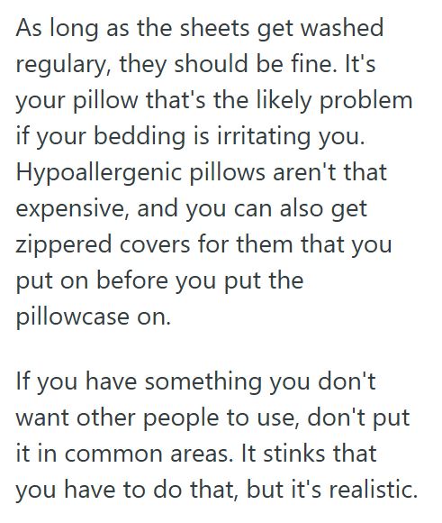 Comment 2 131 16 Year Old Girl Bought Her Own Bed Sheets To Help Avoid Sinus Issues, But Her Parents Let Her Brother Use Them And Called Her Disrespectful For Being Upset