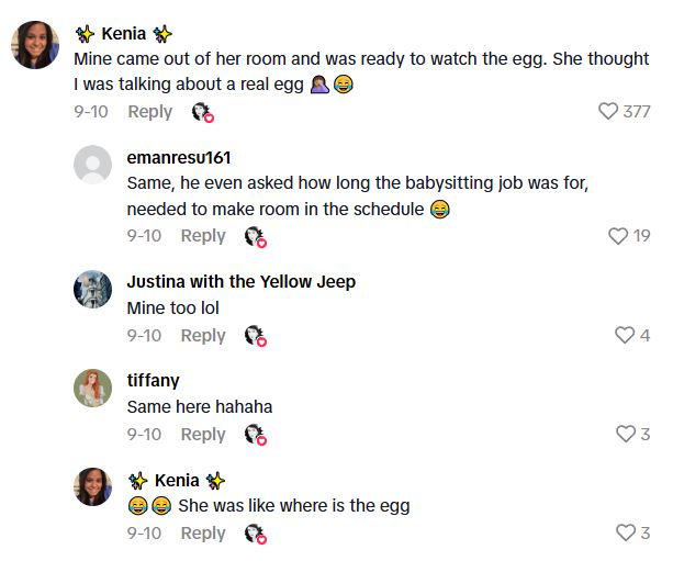 Comment 2 48 TikToker Pulls Off A Funny Watch My Egg Prank On His Son, But The Sons Response At The End Has Commenters Laughing