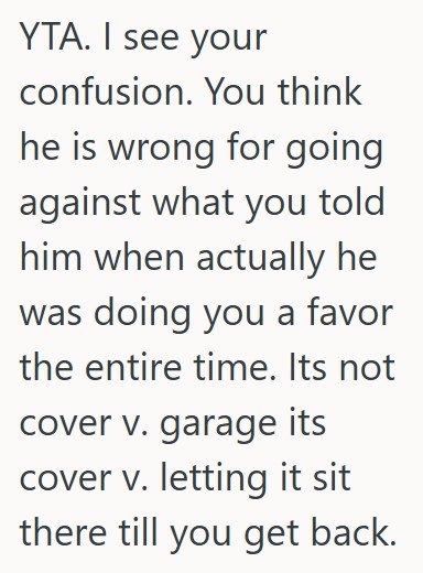 Comment 3 37 She Asked Her Father To Put Her Motorcycle In The Garage, But He Said That He Would Just Cover It With A Tarp
