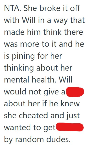 Comment 4 35 A Girl In Their Friend Group Was Cheating On Her Boyfriend, But They Arent Sure If They Should Tell Him Because They Know It Would Upset Her