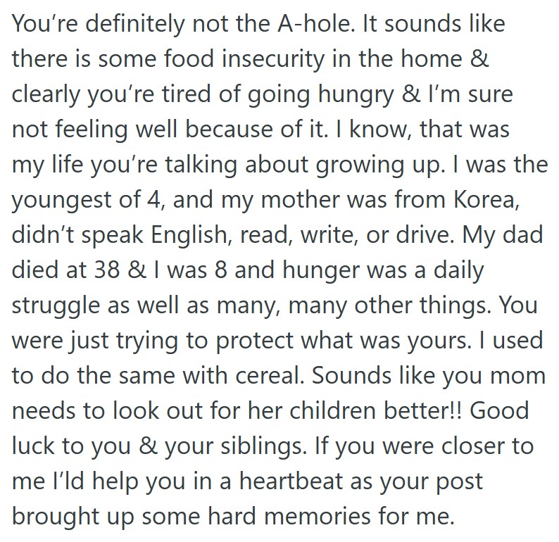 Comment 4 74 Young Woman Bought Her Own Food, But When Her Mom Ate It And Gave Some To Her Sister, She Hid The Food