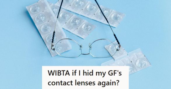 Unopened packages of contact lenses laying among a pair of glasses