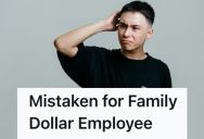 Family Dollar Customer Is Mistaken For A Worker Because He Is Looking For Something In The Store, But After He And The Other Customer Realize, They Laugh About It
