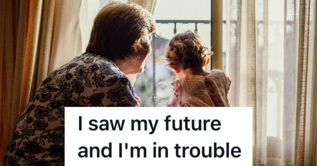 Grandma and young child looking out a window