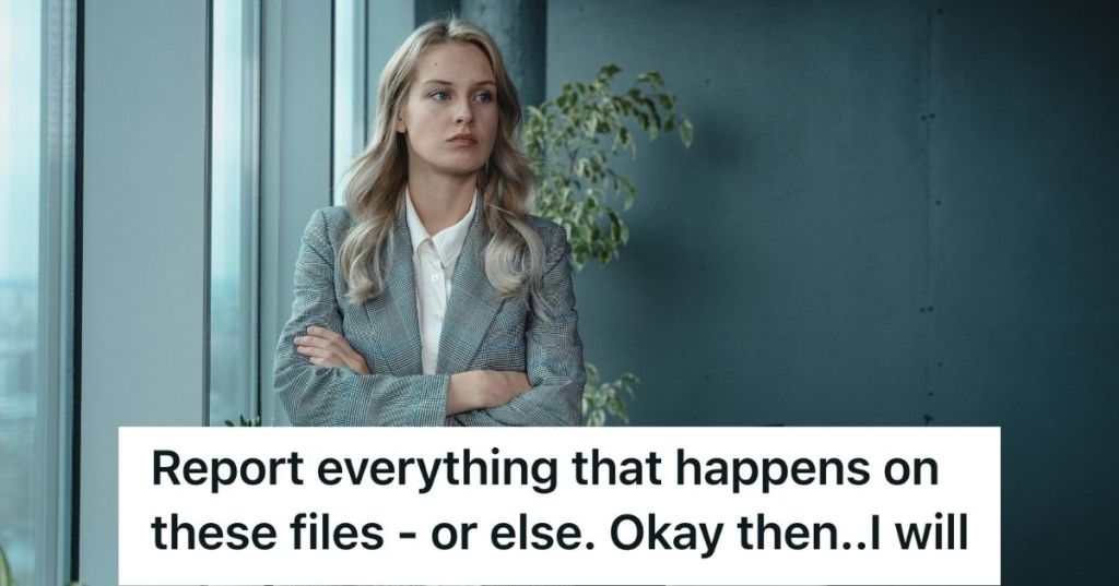 Female worker in an office, looking angry