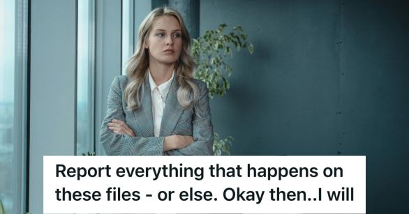 Female worker in an office, looking angry