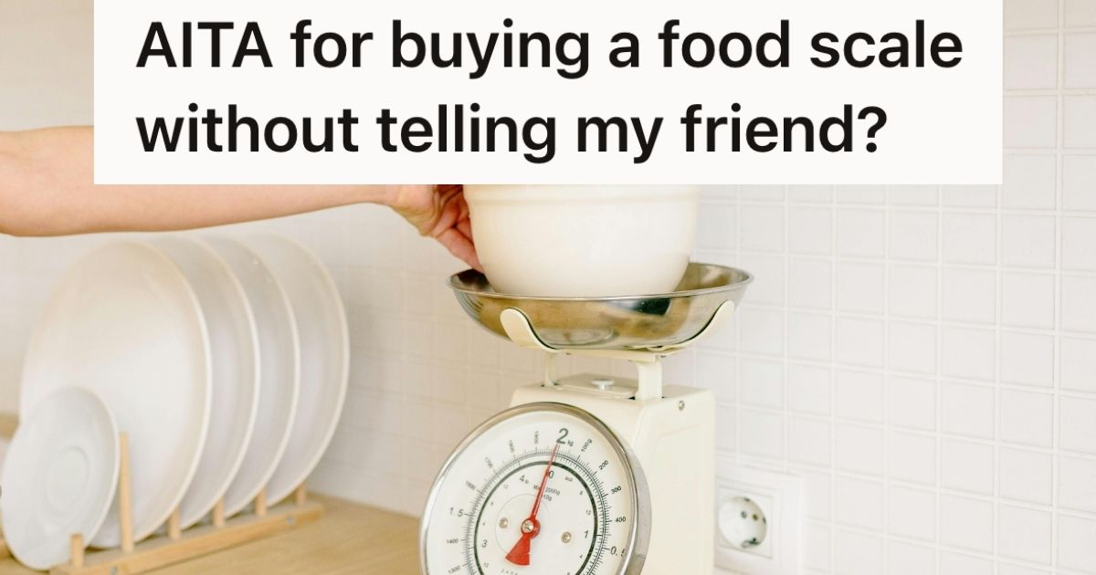 Hand weighing a bowl on a food scale