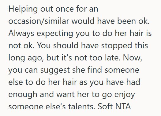 Curled Hair 3 Hairstylist Is Tired Of Her Friend Expecting Free Styling Before Every Event, But She’s Debating Whether Saying No Would Ruin The Friendship