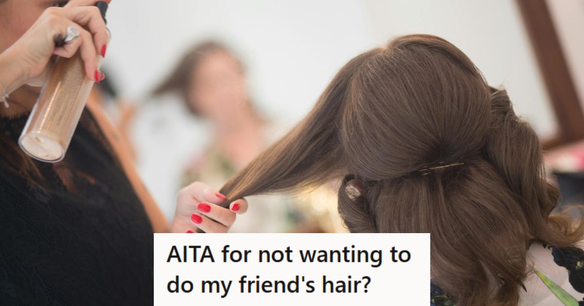 Hairstylist fixing her friends hair before a big event