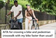 Cyclist Crossed A Pedestrian Lane Too Fast, But When A Driver Slammed His Brakes And Got Out To Confront Her, She Stood Her Ground Until He Drove Off