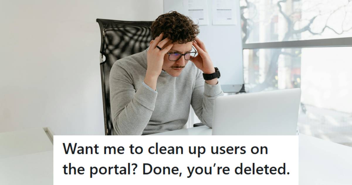 IT worker looking over the same list of names a third time to delete users