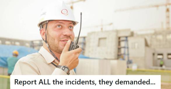 Site supervisor calling in a security incident via radio