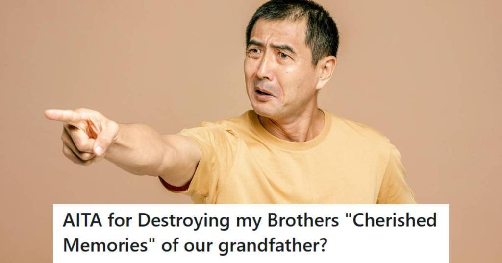 Man pointing at his brother, upset because he broke something