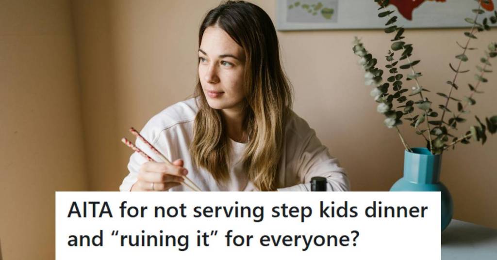 Stepmom sitting at the table reflecting on all the recent events at home