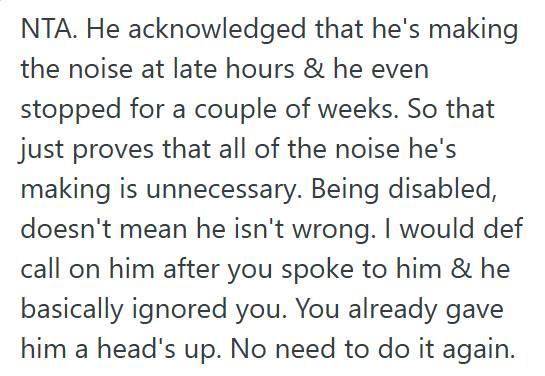 Disabled Man 3 Tenant Considers Reporting Her Disabled Neighbor For Keeping Her Awake Every Night, But The Situation Leaves Her Torn Between Compassion And Her Need For Sleep