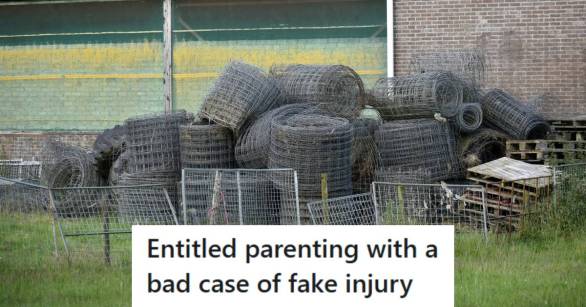 Rolls of new fencing sitting outside behind a shed