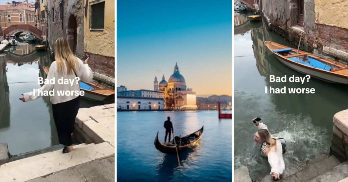 Woman falling in the water