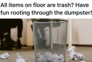 Office Custodian Threw All Papers On The Floor In The Dumpster After Being Told Off For Putting Them On The Desk, So The Manager Soon Went Dumpster Diving For Important Documents
