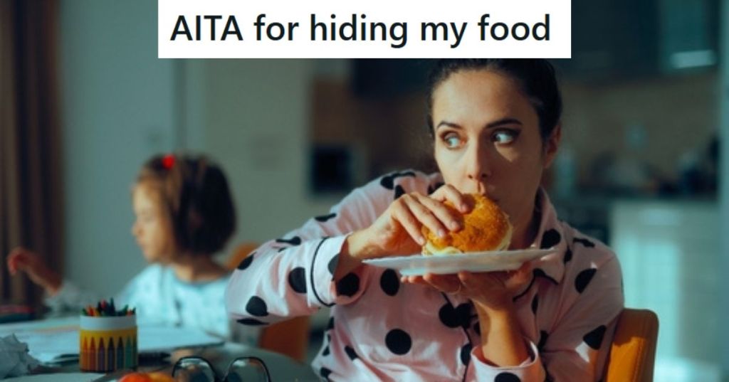 Woman eating a hamburger