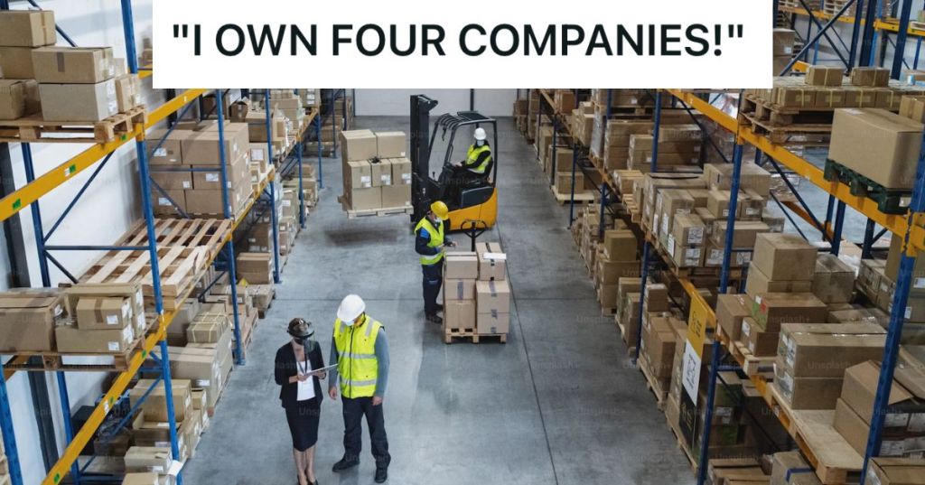 Workers, forklift, and boxes in an indoor aisle