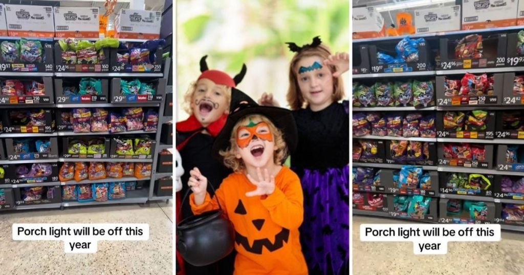 Kids trick or treating for candy